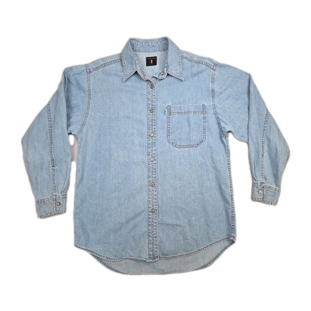 Vintage Y2K Levi's Red Tab Jeans Denim Chambray Shirt Women's Large Oversized